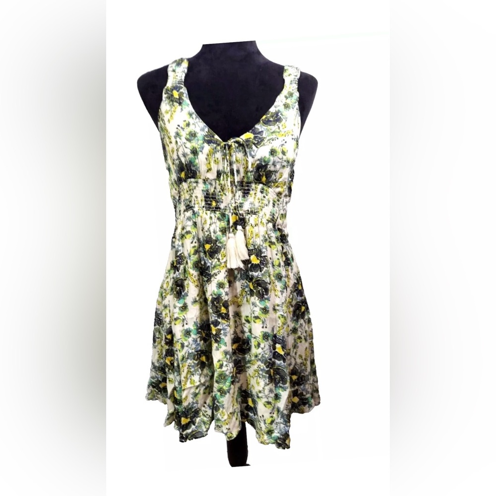 Free People Washed Ashore Printed Dress Ivory and Green Pre-loved MSRP $98 Sz S - Picture 5 of 10